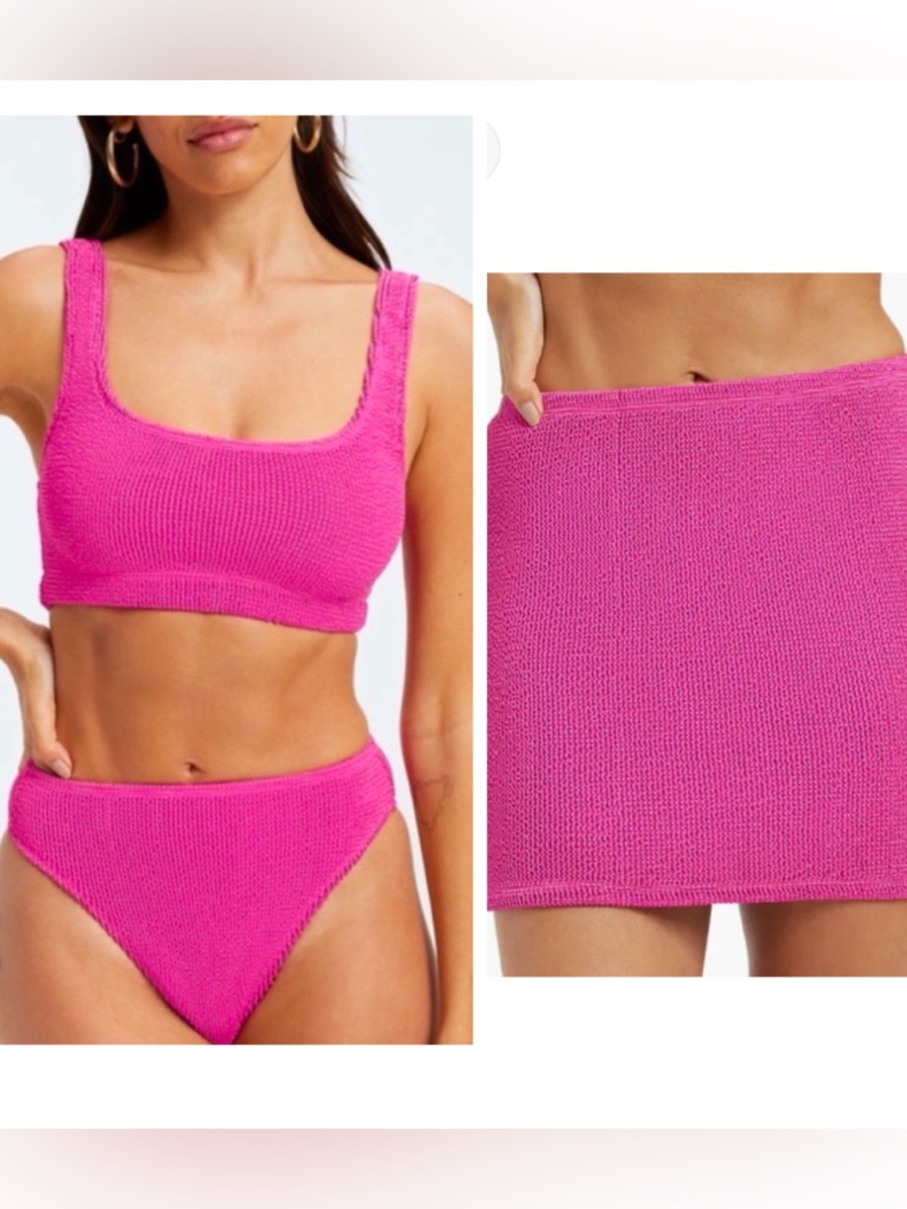 GOOD AMERICAN Fuchsia Pink Metallic Always Fits 3 piece set Size L/XL